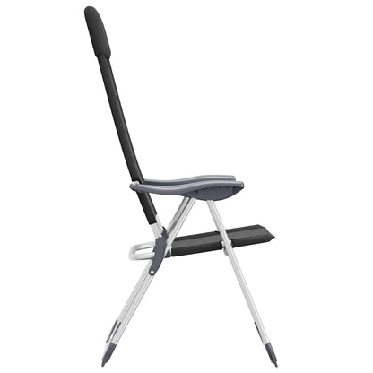 Folding Camping Chairs 2 pcs Black Aluminum