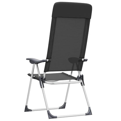Folding Camping Chairs 2 pcs Black Aluminum