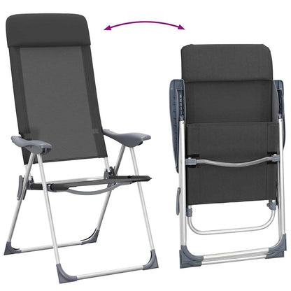 Folding Camping Chairs 2 pcs Black Aluminum