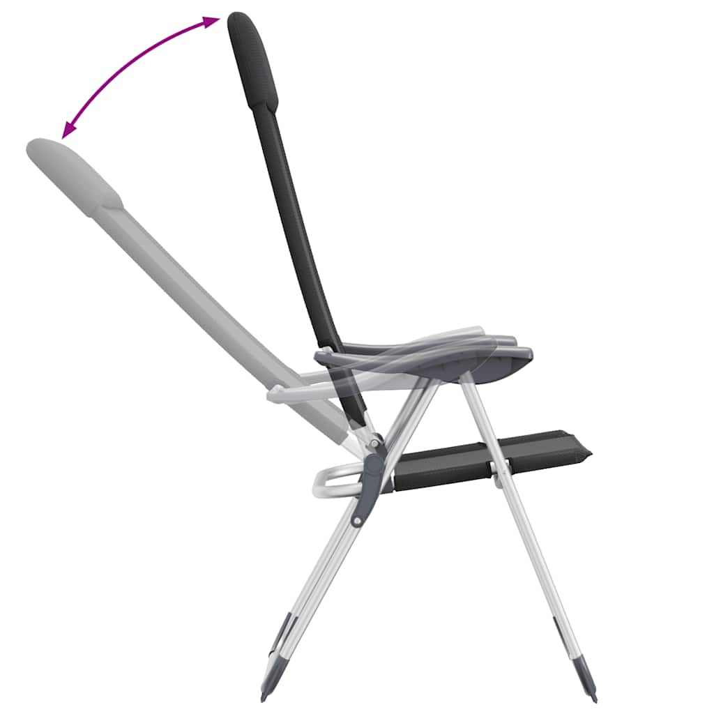 Folding Camping Chairs 2 pcs Black Aluminum