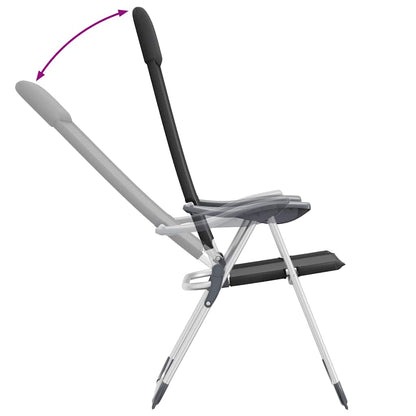 Folding Camping Chairs 2 pcs Black Aluminum