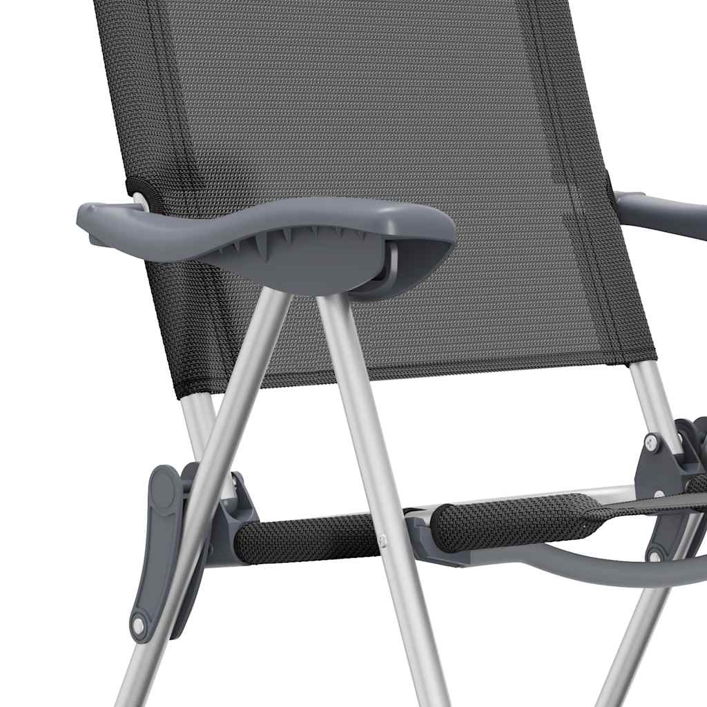 Folding Camping Chairs 2 pcs Black Aluminum