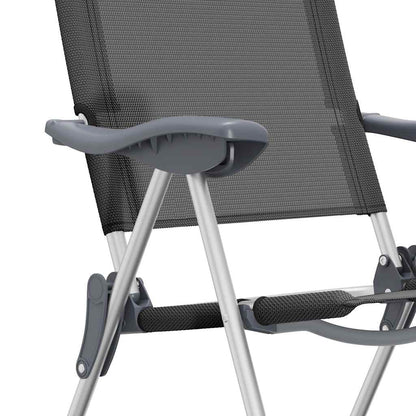 Folding Camping Chairs 2 pcs Black Aluminum