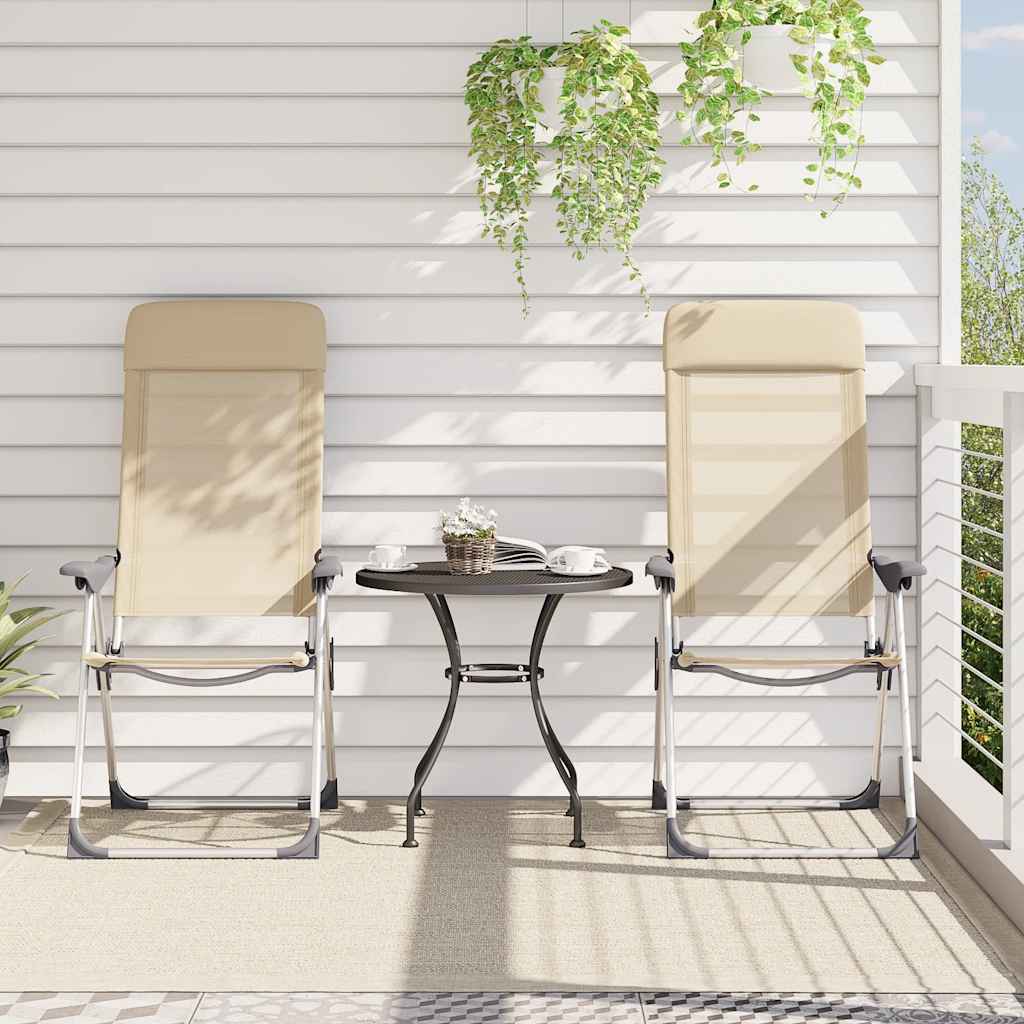 Folding Camping Chairs 2 pcs Cream Aluminum