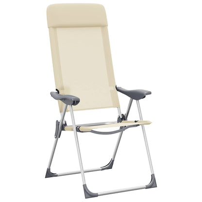 Folding Camping Chairs 2 pcs Cream Aluminum