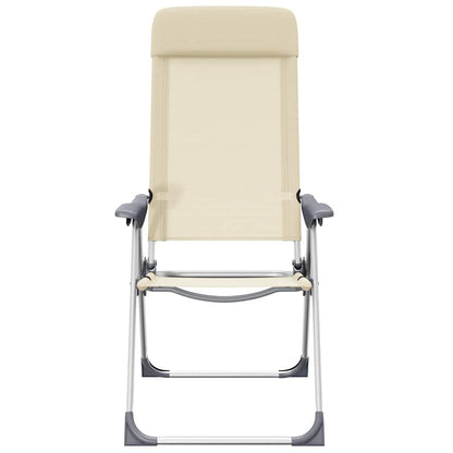 Folding Camping Chairs 2 pcs Cream Aluminum