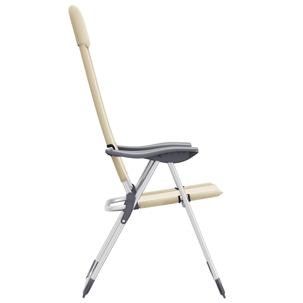 Folding Camping Chairs 2 pcs Cream Aluminum