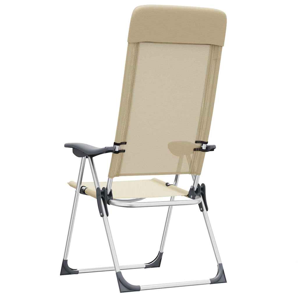 Folding Camping Chairs 2 pcs Cream Aluminum