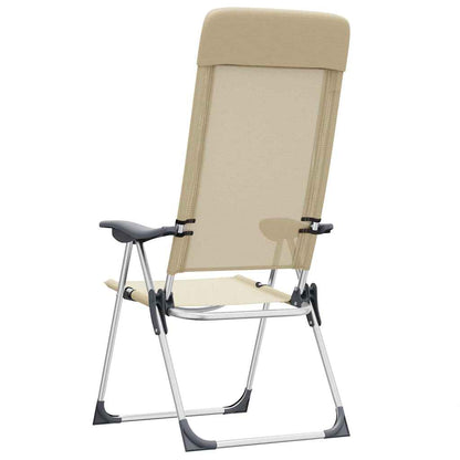 Folding Camping Chairs 2 pcs Cream Aluminum