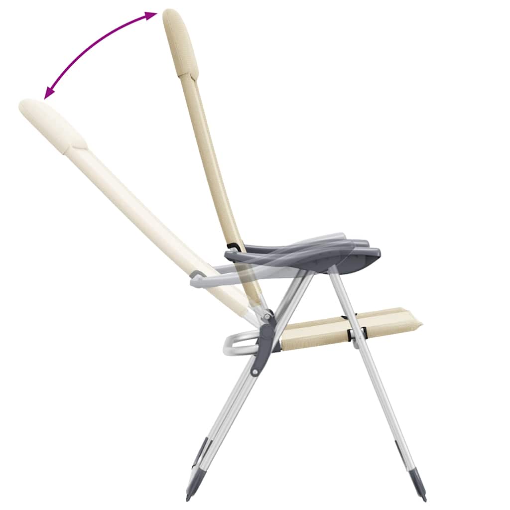 Folding Camping Chairs 2 pcs Cream Aluminum