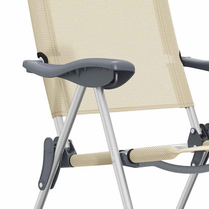 Folding Camping Chairs 2 pcs Cream Aluminum