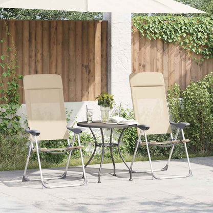 Folding Camping Chairs 2 pcs Cream Aluminum