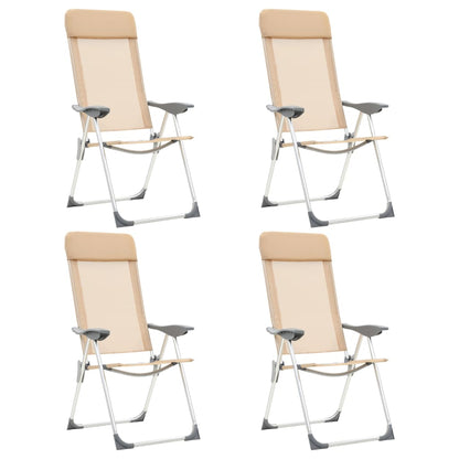 Folding Camping Chairs 4 pcs Cream Aluminum