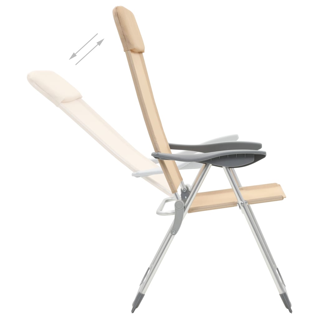 Folding Camping Chairs 4 pcs Cream Aluminum