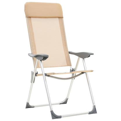 Folding Camping Chairs 4 pcs Cream Aluminum