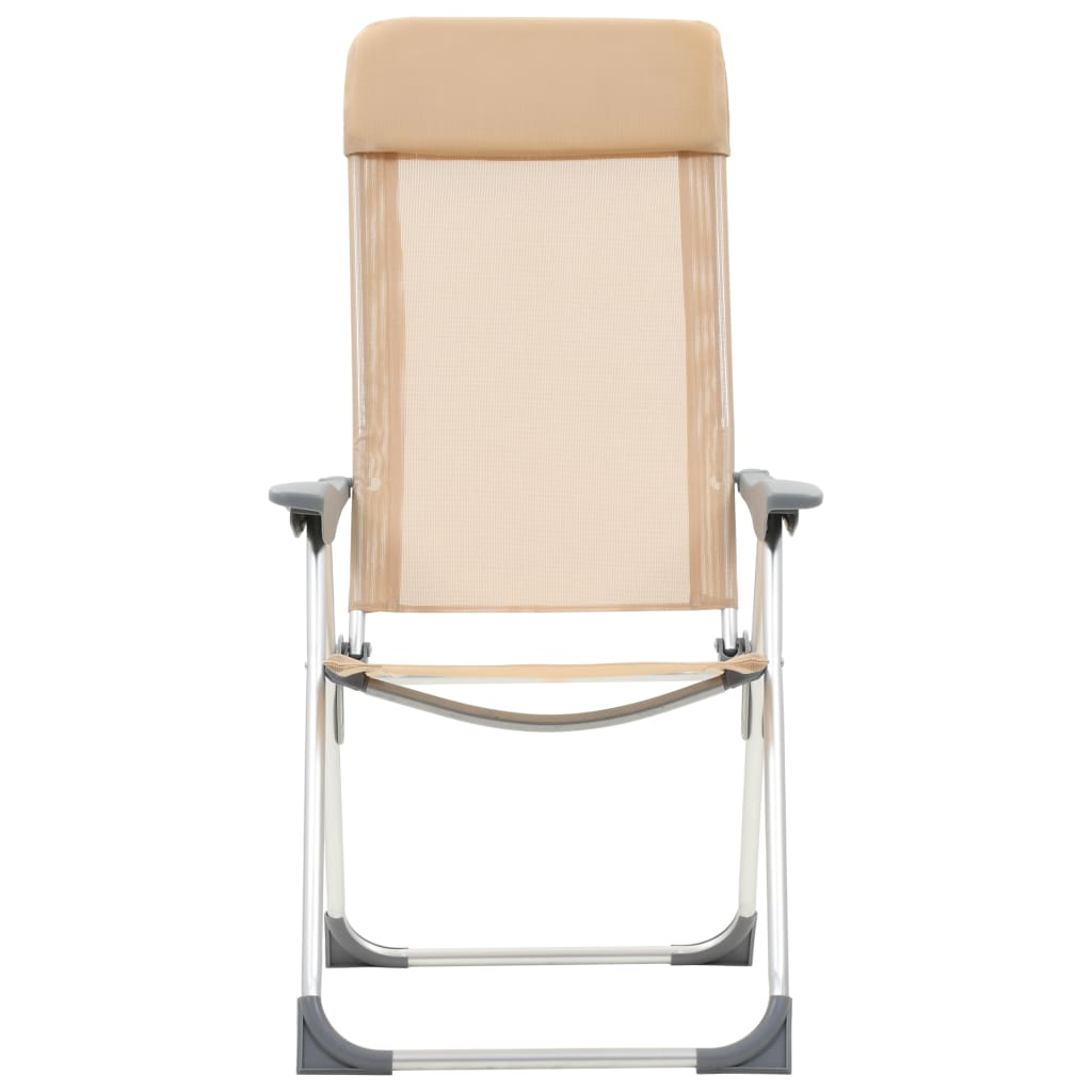 Folding Camping Chairs 4 pcs Cream Aluminum