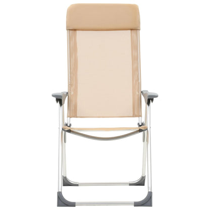 Folding Camping Chairs 4 pcs Cream Aluminum