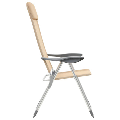 Folding Camping Chairs 4 pcs Cream Aluminum