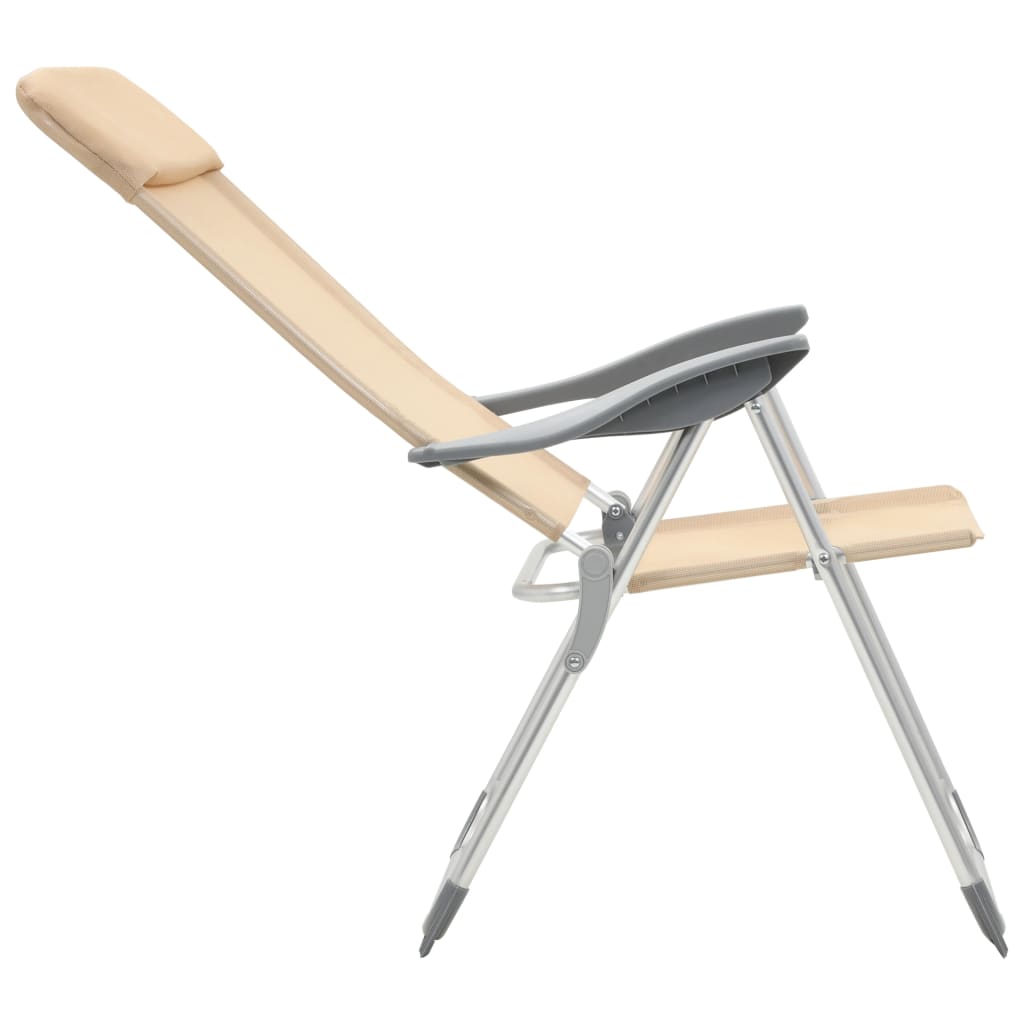 Folding Camping Chairs 4 pcs Cream Aluminum