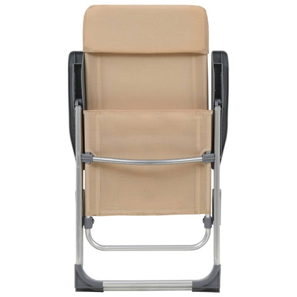 Folding Camping Chairs 4 pcs Cream Aluminum