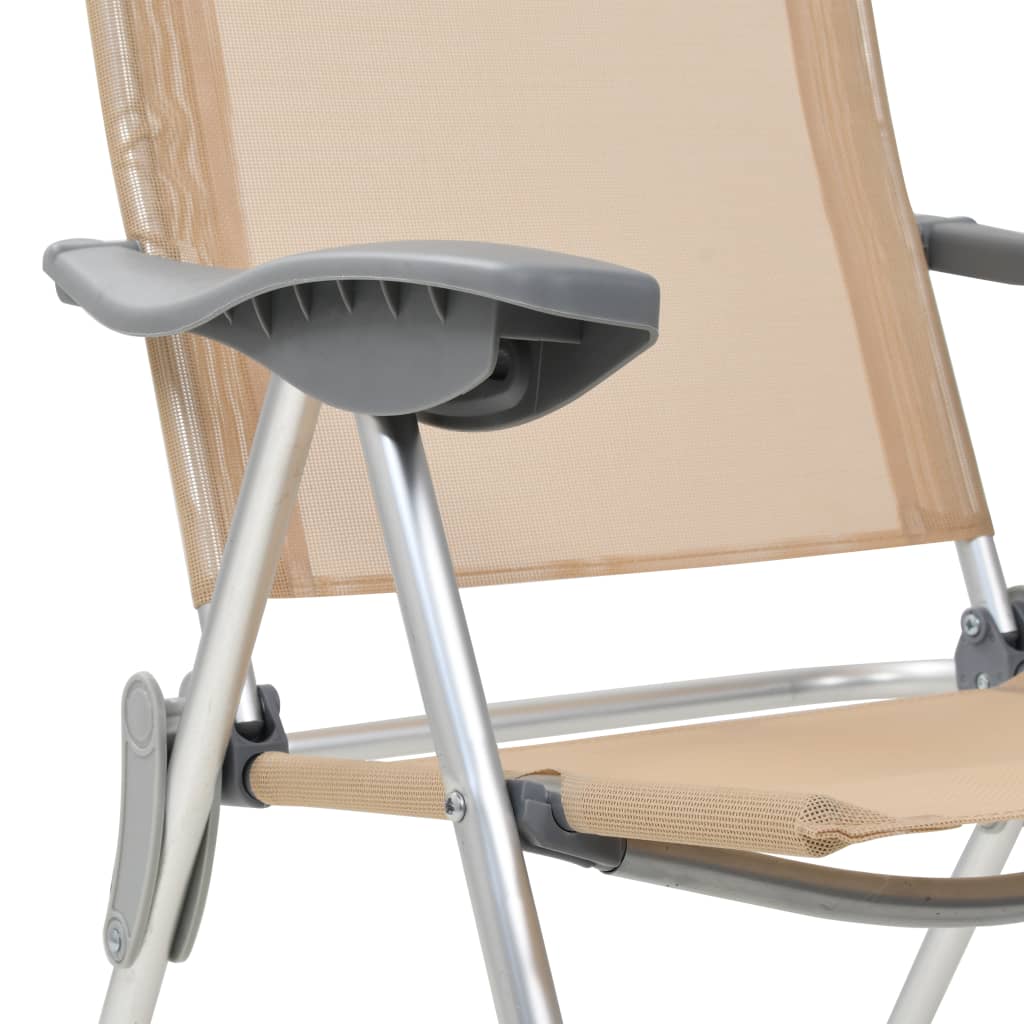 Folding Camping Chairs 4 pcs Cream Aluminum