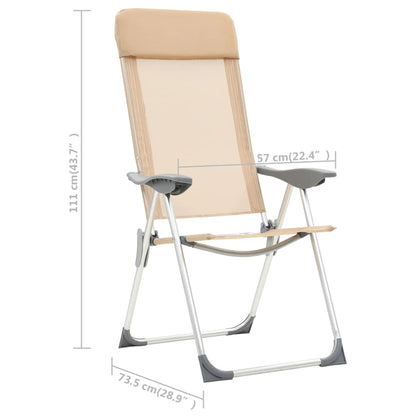 Folding Camping Chairs 4 pcs Cream Aluminum