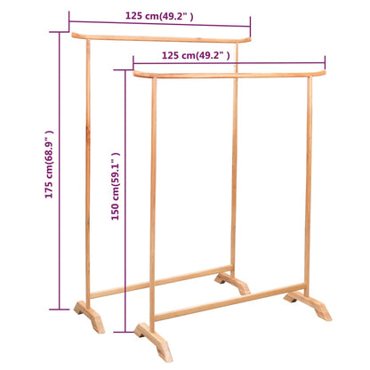 Clothes Rack Brown Solid Oak Wood Large Durable Clothes Rack