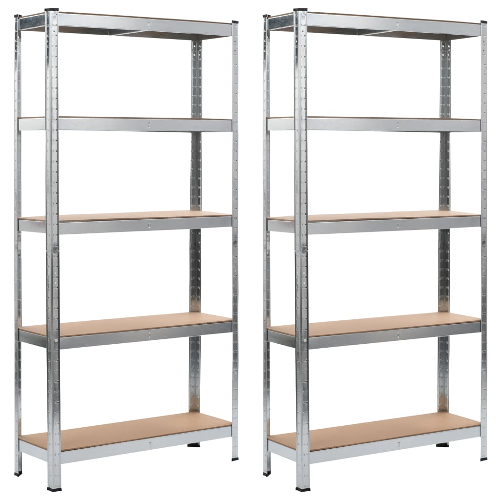 Storage Shelves 2 pcs Silver 35.4"x11.8"x70.9" Steel and MDF