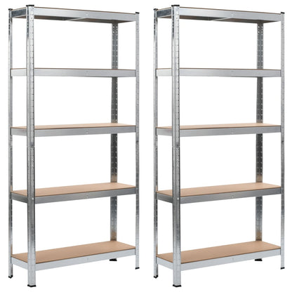 Storage Shelves 2 pcs Silver 35.4"x11.8"x70.9" Steel and MDF