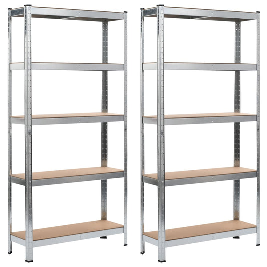 Storage Shelves 2 pcs Silver 35.4"x11.8"x70.9" Steel and MDF
