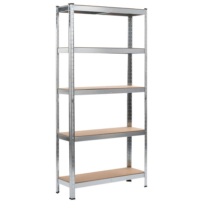 Storage Shelves 2 pcs Silver 35.4"x11.8"x70.9" Steel and MDF