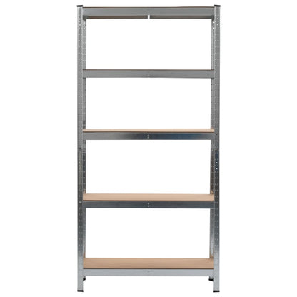Storage Shelves 2 pcs Silver 35.4"x11.8"x70.9" Steel and MDF