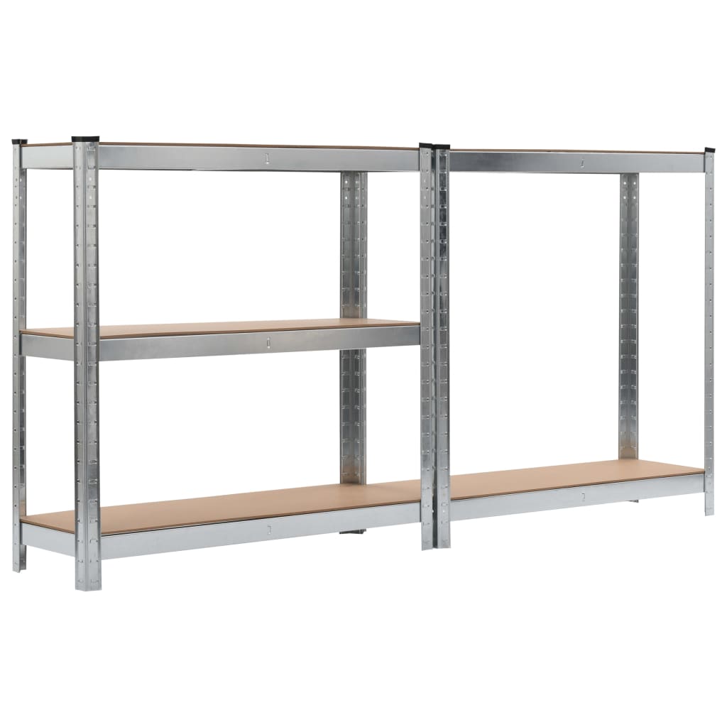 Storage Shelves 2 pcs Silver 35.4"x11.8"x70.9" Steel and MDF