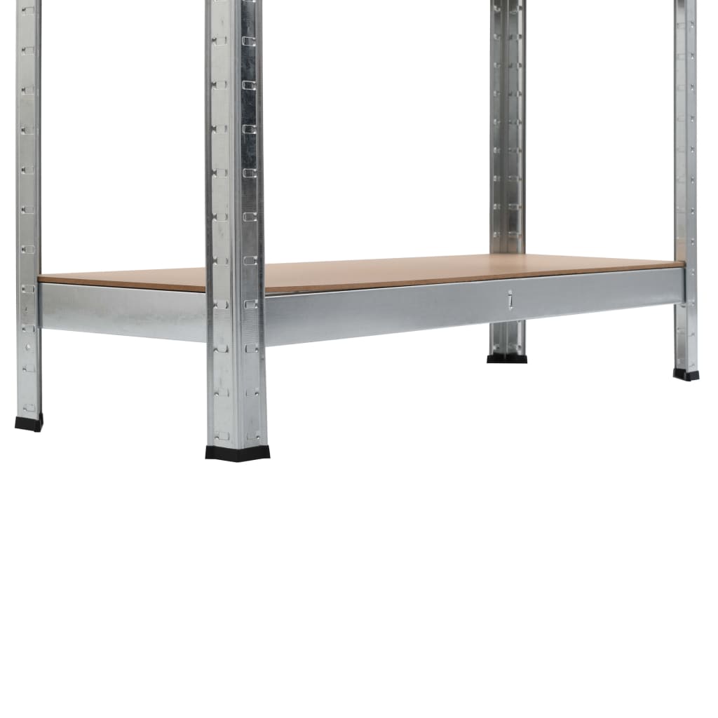 Storage Shelves 2 pcs Silver 35.4"x11.8"x70.9" Steel and MDF