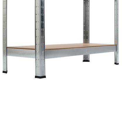 Storage Shelves 2 pcs Silver 35.4"x11.8"x70.9" Steel and MDF