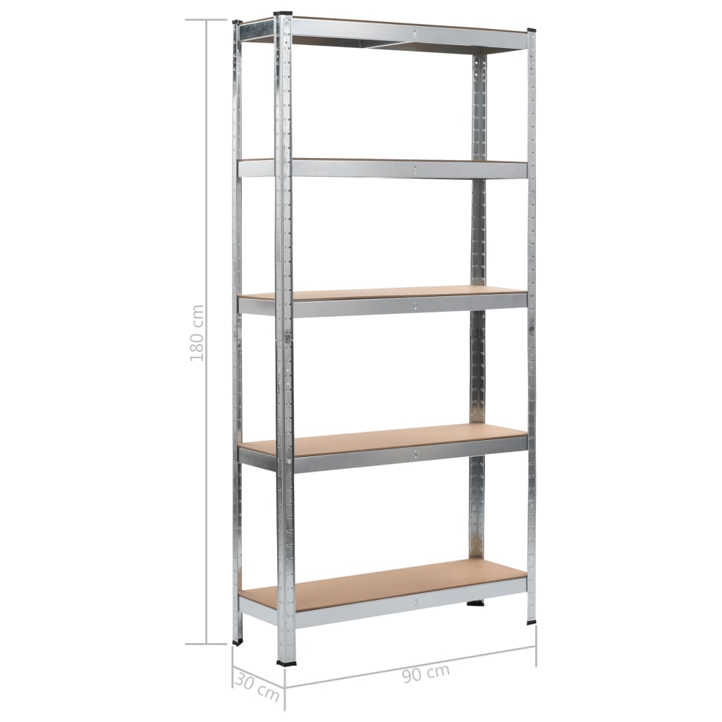 Storage Shelves 2 pcs Silver 35.4"x11.8"x70.9" Steel and MDF