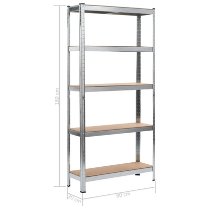 Storage Shelves 2 pcs Silver 35.4"x11.8"x70.9" Steel and MDF