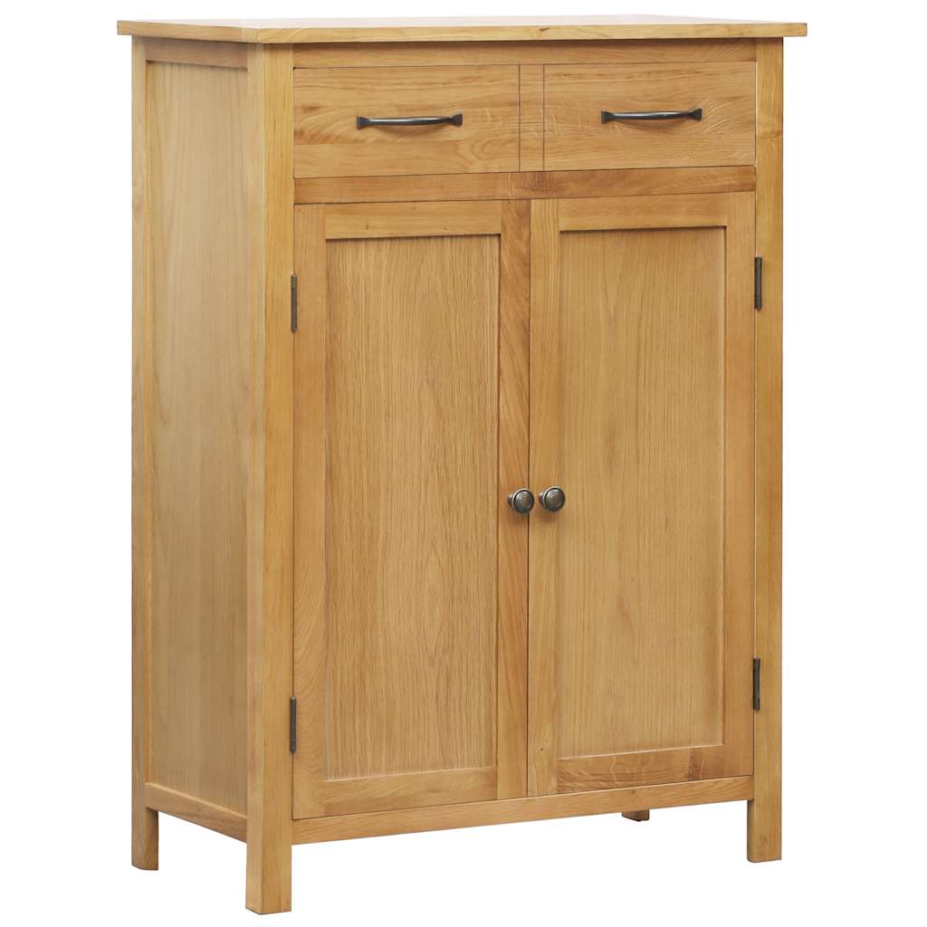 Shoe Cabinet Natural Oak Solid Oak Wood, MDF with Oak Veneer Medium