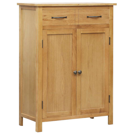 Shoe Cabinet Natural Oak Solid Oak Wood, MDF with Oak Veneer Medium