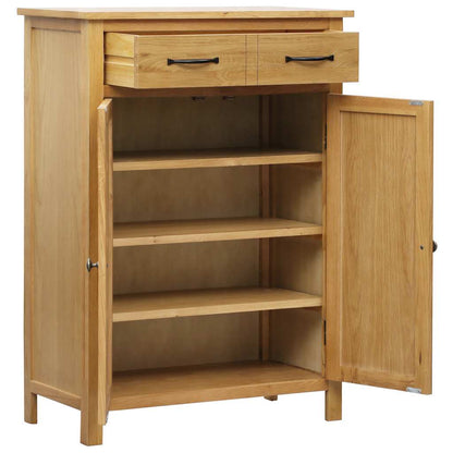 Shoe Cabinet Natural Oak Solid Oak Wood, MDF with Oak Veneer Medium
