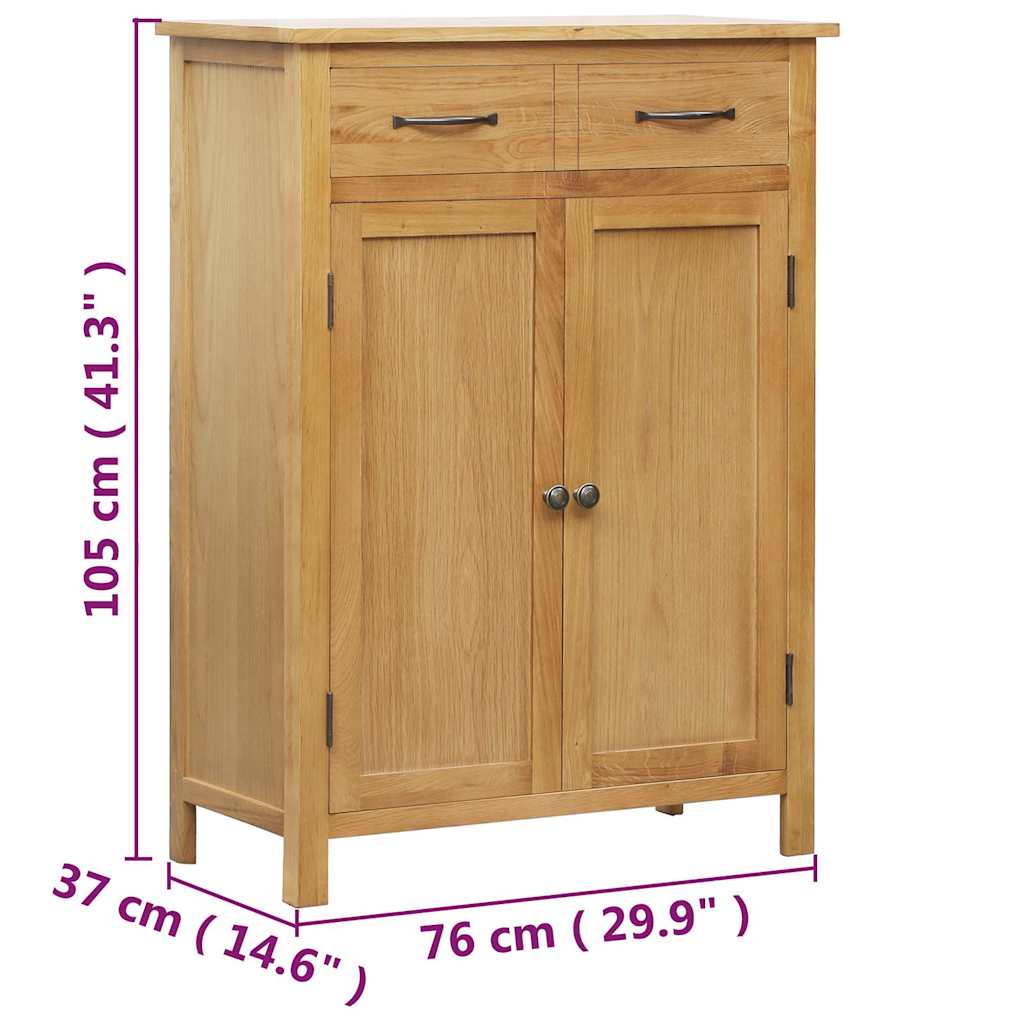 Shoe Cabinet Natural Oak Solid Oak Wood, MDF with Oak Veneer Medium