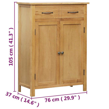 Shoe Cabinet Natural Oak Solid Oak Wood, MDF with Oak Veneer Medium