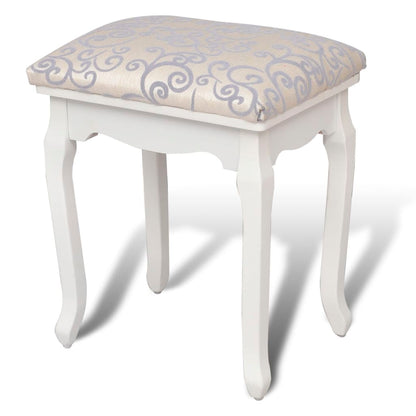 Dressing Table Warm White with Light Grey Patterns Polyester, Cotton