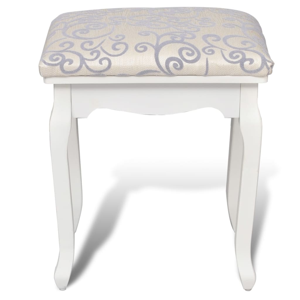 Dressing Table Warm White with Light Grey Patterns Polyester, Cotton