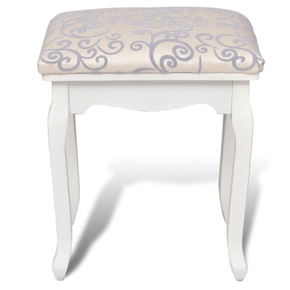 Dressing Table Warm White with Light Grey Patterns Polyester, Cotton