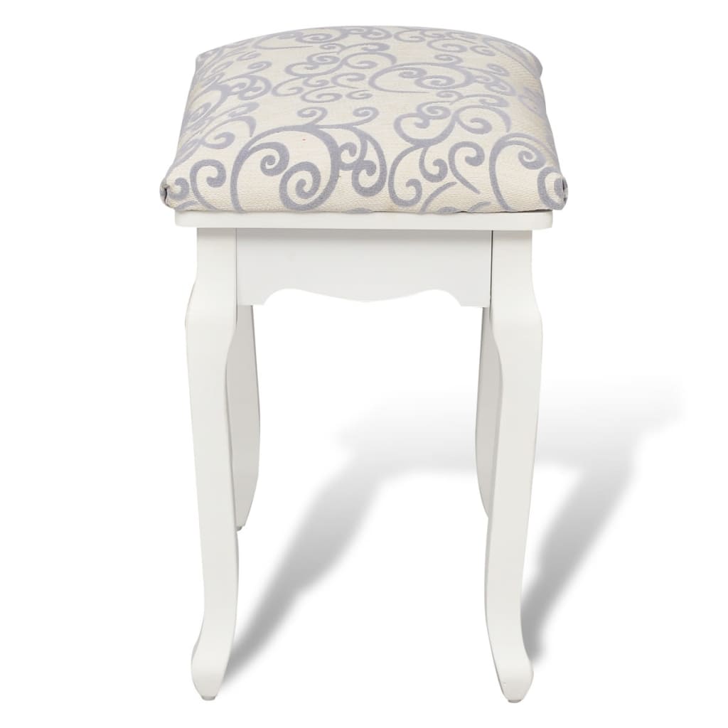 Dressing Table Warm White with Light Grey Patterns Polyester, Cotton