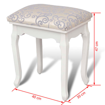 Dressing Table Warm White with Light Grey Patterns Polyester, Cotton