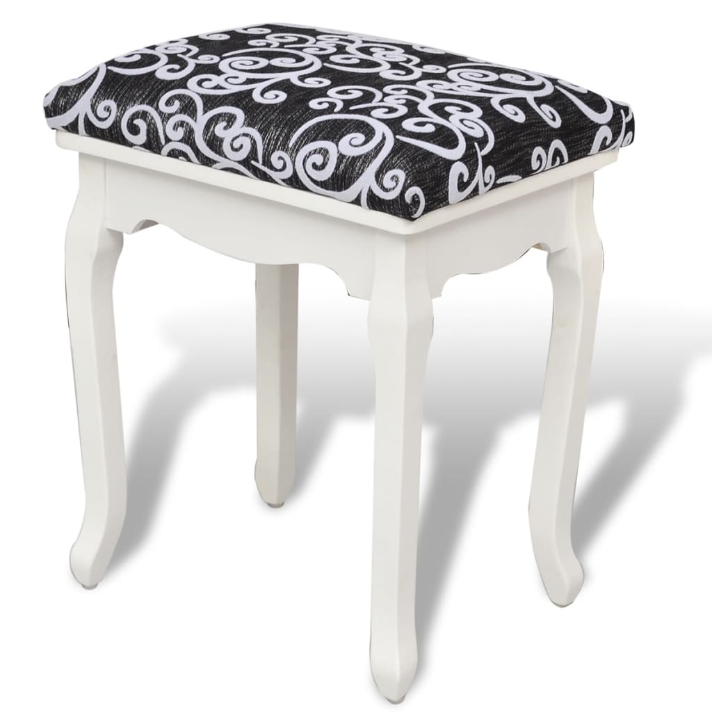 Dressing Stool Black and grey (cushion), white (legs)