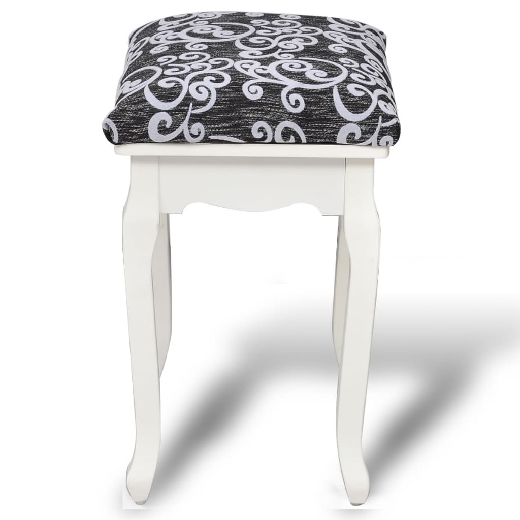 Dressing Stool Black and grey (cushion), white (legs)