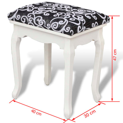 Dressing Stool Black and grey (cushion), white (legs)